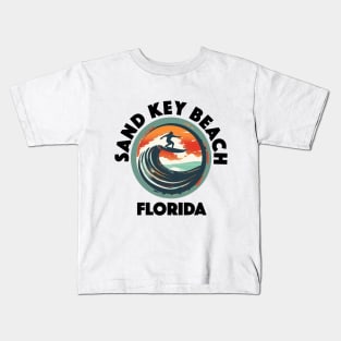 Sand Key Beach - Florida (with Black Lettering) Kids T-Shirt